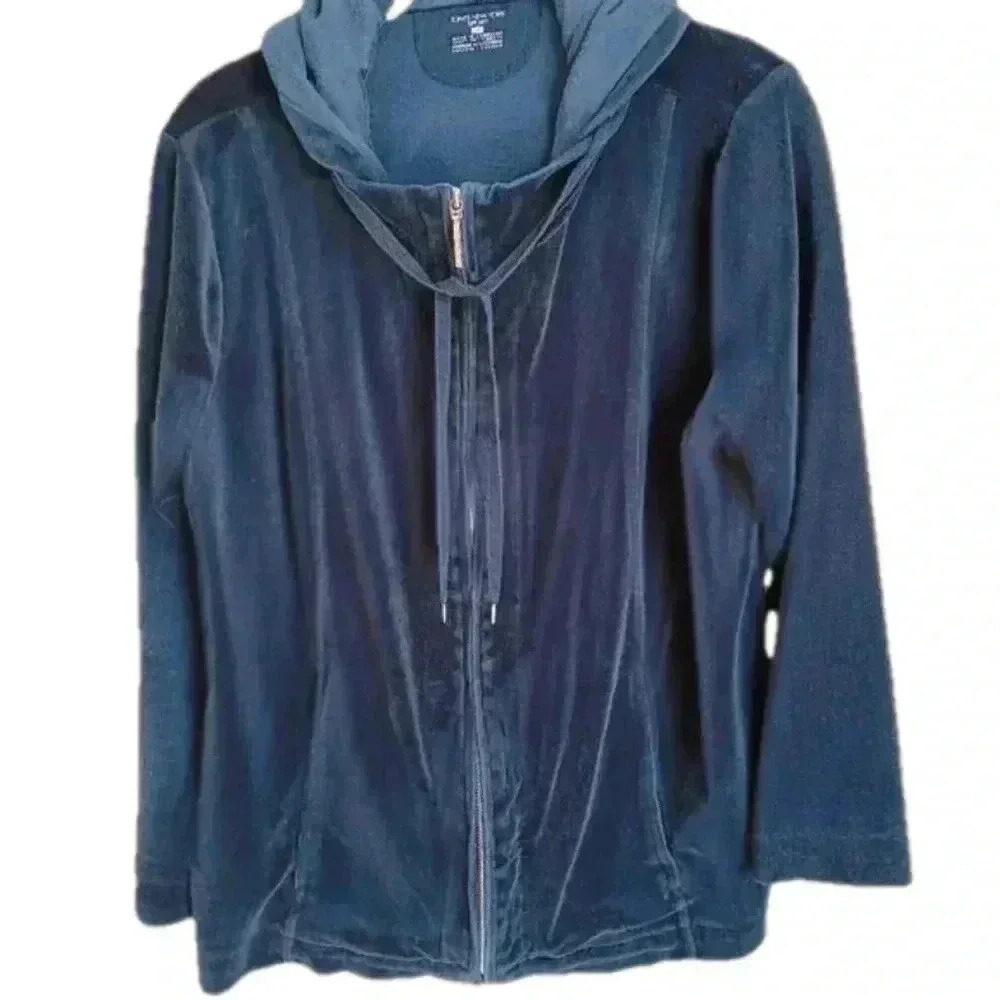 Jones New York sport black velour hoodie XL